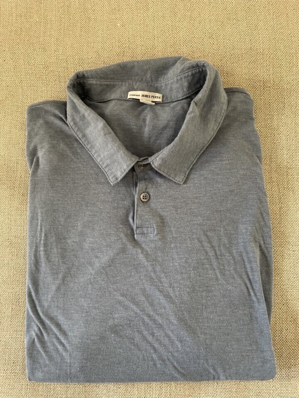 James Perse 4 Heather Blue Polo Shirt Short Sleeve XL